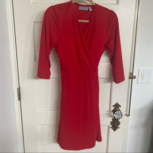 red wrap dress